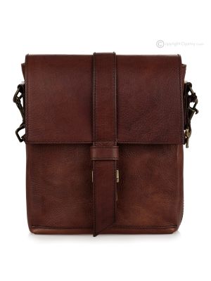 STEVES Sac à bandoulière ou sac à bandoulière en cuir marron véritable fabriqué à la main pour hommes