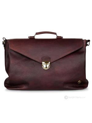 UBALDO Sacs de bureau mallette de travail à bandoulière sac à main professionnel pour homme en vrai cuir marron