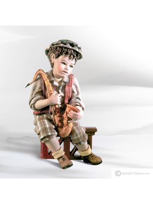 IL GRANDE JAZZ 2 - Musicien peint à la main avec saxophone et élégance italienne.