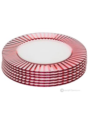 DOMINA Lot de 6 assiettes marque-places en verre, qualité supérieure, design moderne peint à la main.