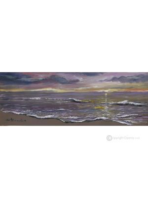 AU BORD DE LA MER Peinture acrylique moderne sur toile Made in Italy 