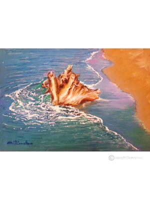 AU BORD DE LA MER Peinture acrylique moderne sur toile Made in Italy 