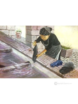 LE LAVIER Peinture acrylique moderne sur toile Made in Italy 