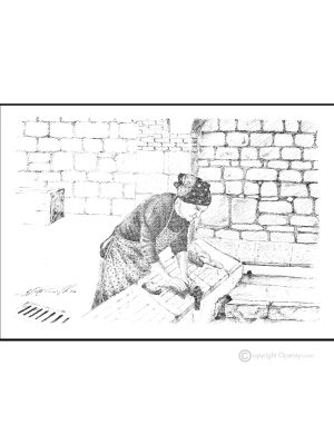 LAVERIE Dessin au stylo sur toile moderne Made in Italy 