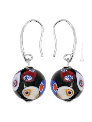 BOUCLES D'OREILLES MILLEFIORI bijoux fantaisie artistiques perles de verre de Murano avec murrine fait main authentique Made in Italy