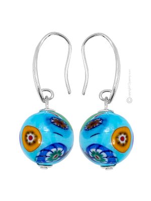 BOUCLES D'OREILLES MILLEFIORI bijoux fantaisie artistiques perles de verre de Murano avec murrine fait main authentique Made in Italy