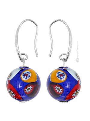 BOUCLES D'OREILLES MILLEFIORI bijoux fantaisie artistiques perles de verre de Murano avec murrine fait main authentique Made in Italy