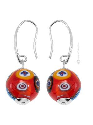 BOUCLES D'OREILLES MILLEFIORI bijoux fantaisie artistiques perles de verre de Murano avec murrine fait main authentique Made in Italy