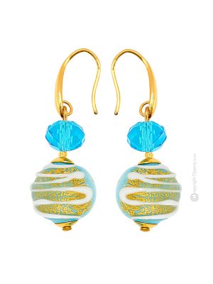 BOUCLES D'OREILLES MIRHO bijoux fantaisie artistiques perles de verre de Murano avec or 18 carats authentique fait à la main Made in Italy