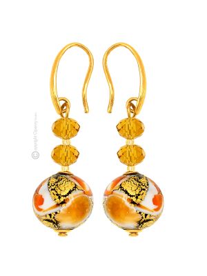 BOUCLES D'OREILLES EN MARBRE bijoux fantaisie artistiques perles de verre de Murano avec or 18 carats authentique fait à la main Made in Italy