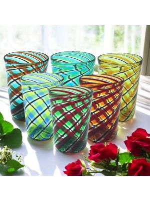 ACQUA CANNE Set de 6 verres tumbler en verre de Murano Fabriqué en Italie