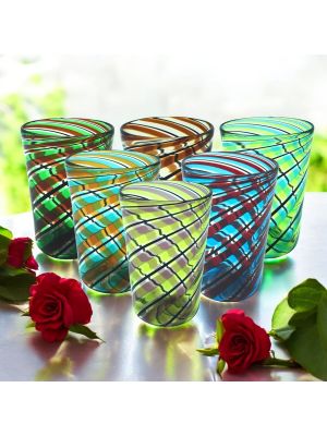 ACQUA CANNE Set de 6 verres tumbler en verre de Murano Fabriqué en Italie
