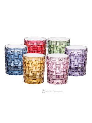 MANHATTAN Ensemble de 6 authentiques verres à eau modernes peints à la main en verre de qualité supérieure.