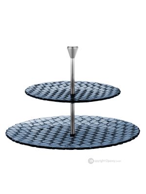 MANHATTAN Présentoir à gâteaux et fruits en verre peint à la main de qualité supérieure.