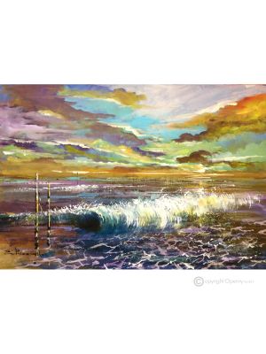 MER Peinture acrylique moderne sur toile Made in Italy 