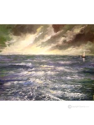 MER Peinture acrylique moderne sur toile Made in Italy 