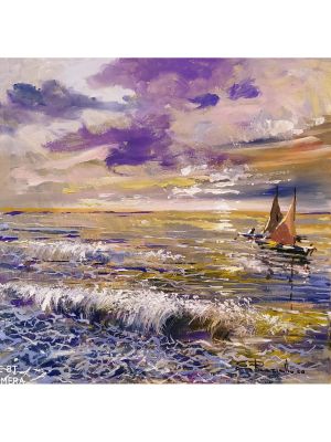 MER Peinture acrylique moderne sur toile Made in Italy 