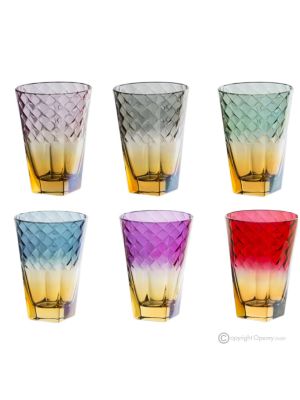 MIDO Ensemble de 6 verres à boisson authentiques et modernes peints à la main en verre de qualité supérieure.