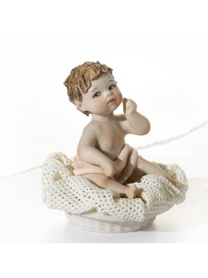Statuette en porcelaine MAOMAO Capodimonte, délicate poupée bébé.