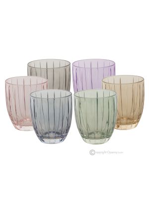 MILA Ensemble de 6 authentiques verres à eau modernes peints à la main en verre de qualité supérieure.