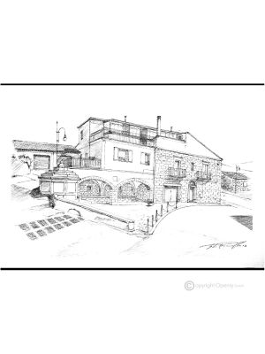 MONTAGUTO Dessin au stylo sur toile moderne Made in Italy 