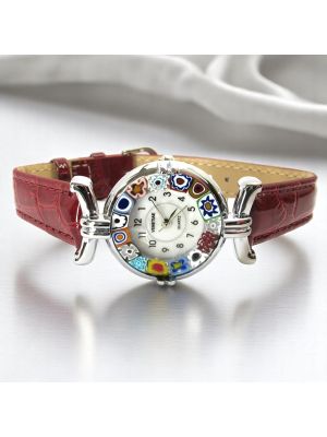 MONTRE-BRACELET POUR DAME avec authentique verre de Murano fait à la main Murrine Made in Italy