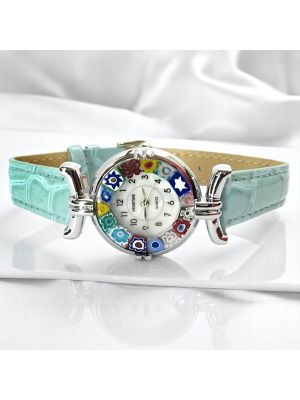 MONTRE-BRACELET POUR DAME avec authentique verre de Murano fait à la main Murrine Made in Italy