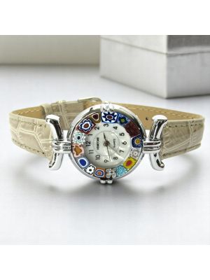 MONTRE-BRACELET POUR DAME avec verre de Murrine Murano authentique fait à la main Made in Italy