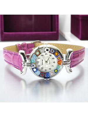 MONTRE-BRACELET POUR DAME avec authentique verre de Murano fait à la main Murrine Made in Italy