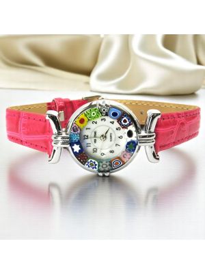 MONTRE-BRACELET POUR DAME avec authentique verre de Murano fait à la main Murrine Made in Italy