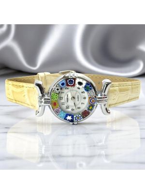 MONTRE-BRACELET POUR DAME avec authentique verre de Murano fait à la main Murrine Made in Italy