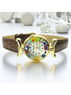 MONTRE-BRACELET POUR DAME avec authentique verre de Murano fait à la main Murrine Made in Italy