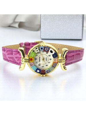 MONTRE-BRACELET POUR DAME avec authentique verre de Murano fait à la main Murrine Made in Italy