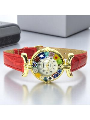 MONTRE-BRACELET POUR DAME avec authentique verre de Murano fait à la main Murrine Made in Italy