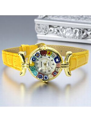 MONTRE-BRACELET POUR DAME avec authentique verre de Murano fait à la main Murrine Made in Italy