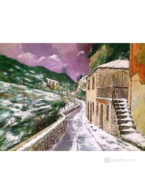 NEIGE À MORCONE Peinture acrylique moderne sur toile Made in Italy 