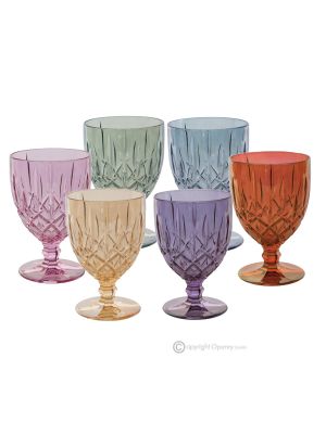 NOBLE Ensemble de 6 verres à eau authentiques peints à la main en verre de qualité supérieure.