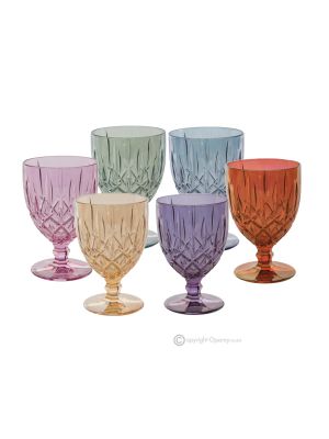 NOBLE Ensemble de 6 verres à vin authentiques peints à la main en verre de qualité supérieure.