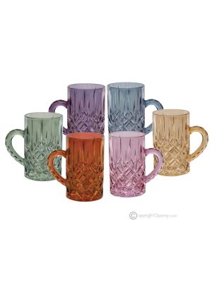 NOBLE Ensemble de 6 tasses à thé modernes et authentiques peintes à la main en verre de qualité supérieure.