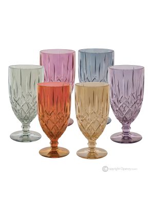 NOBLE Ensemble de 6 verres à boisson authentiques et modernes peints à la main en verre de qualité supérieure.