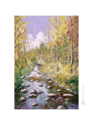 PROMENADE DANS LES BOIS Peinture acrylique moderne sur toile Made in Italy 