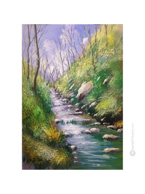 PROMENADE DANS LES BOIS Peinture acrylique moderne sur toile Made in Italy 