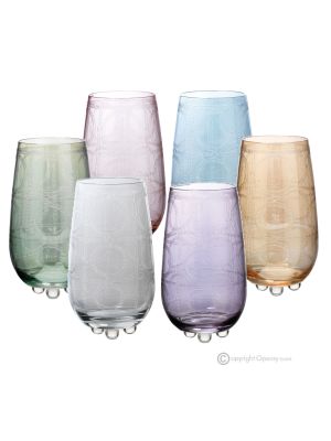 PERLE Ensemble de 6 verres à boisson authentiques et modernes peints à la main en verre de qualité supérieure.