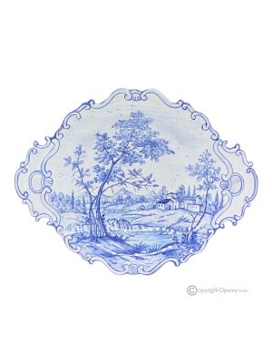 PLATEAU BAROQUE, authentique plat de service en céramique artistique, fabriqué et peint à la main.