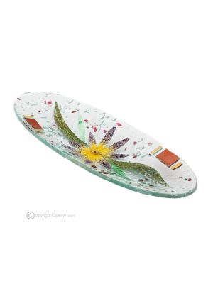 ASTER - Pièce maîtresse, plateau, plat de service, design floral en verre artistique fait main