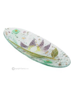 NINFEA – Centre de table, plateau, plat de service, design floral artistique en verre fait main