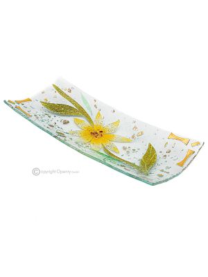 GERBERA – Centre de table, plateau, plat de service, verre artistique fait main, design moderne