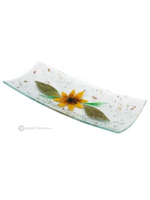 TOURNESOL – Centre de table, plateau, assiette de service, verre artistique fait main, design moderne