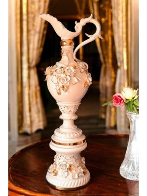 AMPHORA Vase artistique en céramique de style baroque avec détails en or 24 carats Fabriqué en Italie