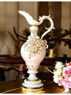MAGNIFIQUE vase en céramique artistique de style baroque AMPHORE avec détails en or 24 carats Fabriqué en Italie